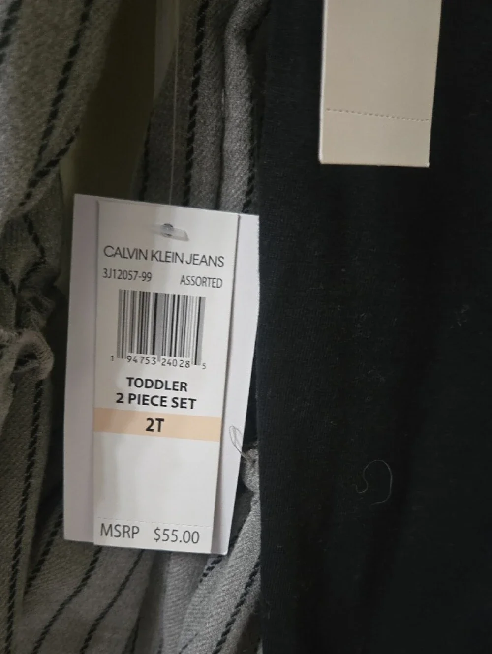 Calvin Klein Kids Gray Striped Ruffle Top & Black Leggings Set